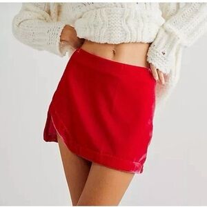 Free People Annalise Mini Pink Velvet Skirt
